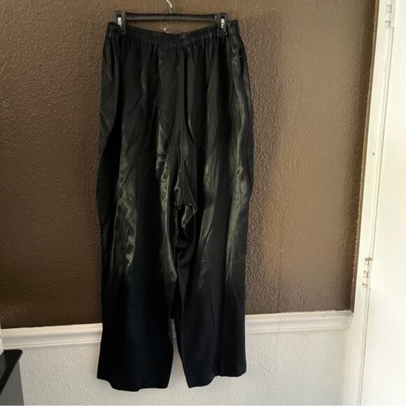 Black Long Length Chinese Style Button Down Embroidered Coat with Pants, 24W - Picture 10 of 12